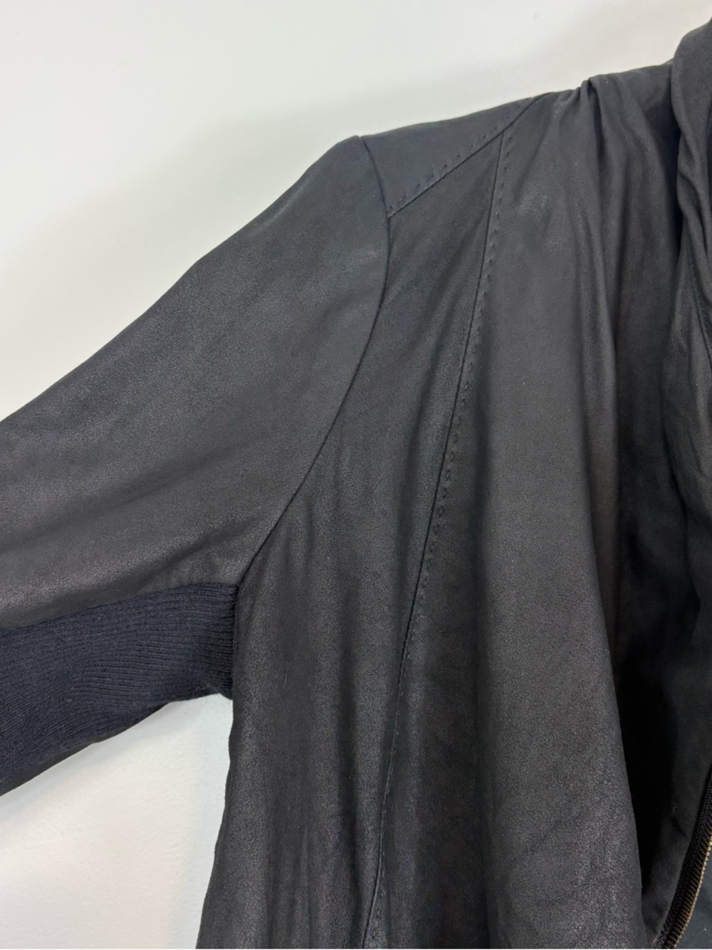 Vince Black Leather Scuba Jacket Sz L - Picture 5 of 14